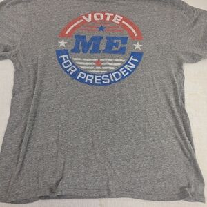 Vote For Me For President.  Grey Tee With Red White Blue Logo Large Unisex
